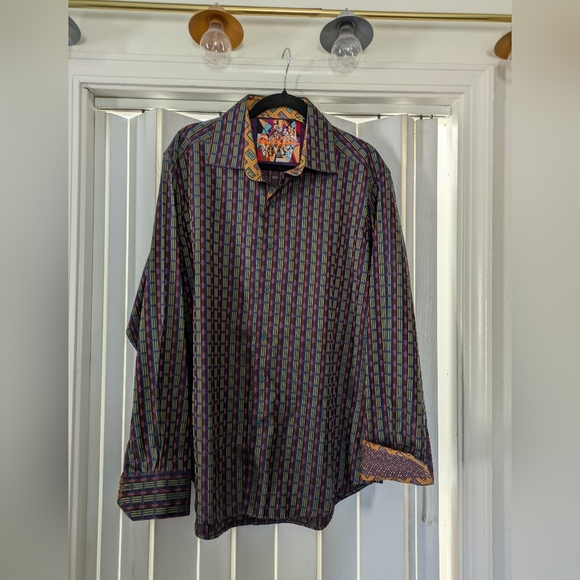 Men's Multicolor Striped Shirt Robert Graham Sz XL - Picture 1 of 10